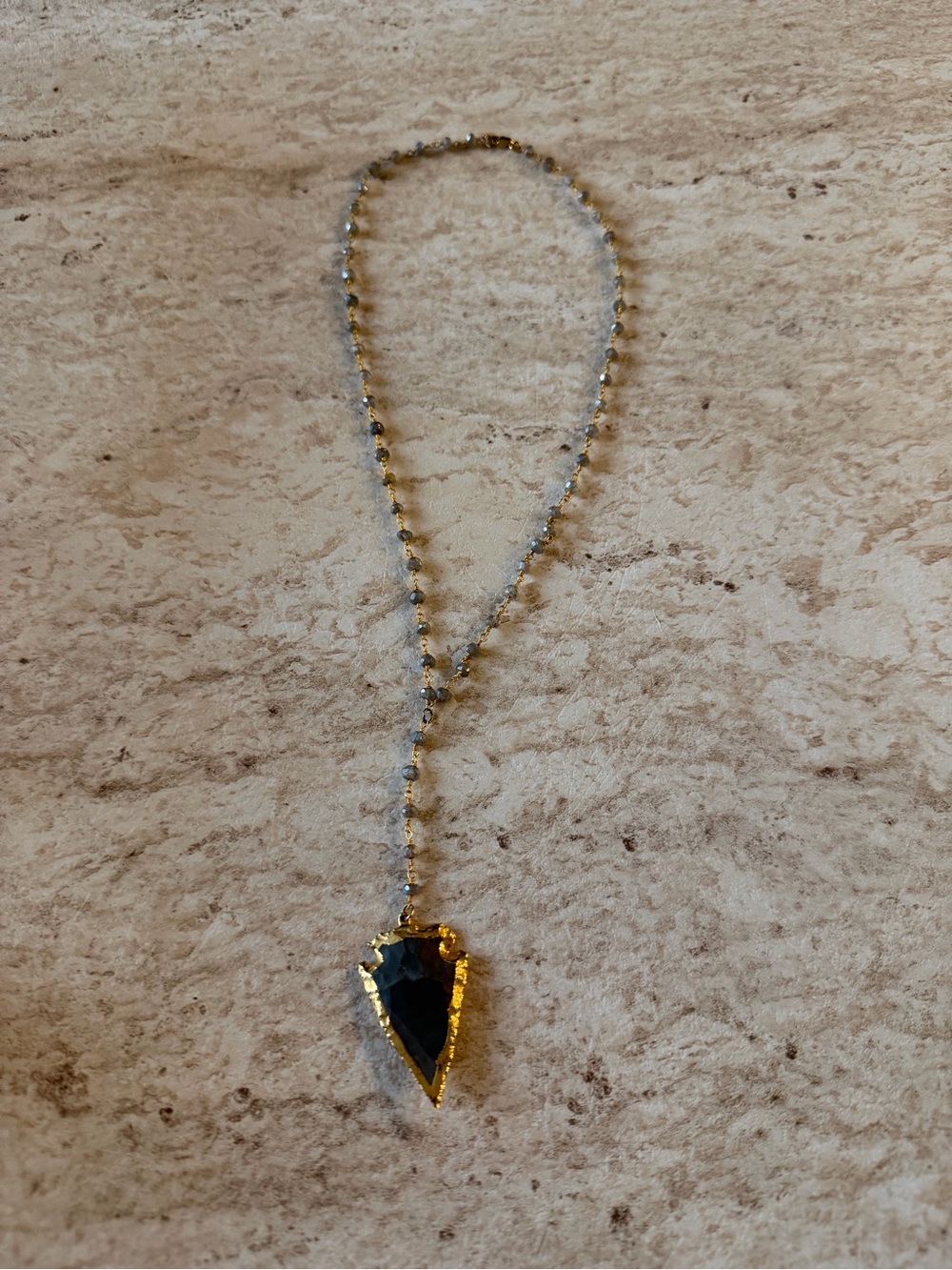 Gold-Trim Black Arrowhead Pendant Necklace - Women's Jewelry